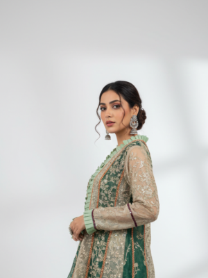 Radiant Mustard Yellow Angrakha with Tiered Sharara & Gota Accents