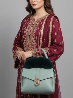 Mauve Mist Professional Satchel – Structured Top-Handle Bag with Linear Texture