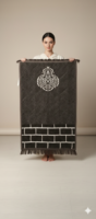 Luxury Quilted Charcoal Prayer Mat with Elegant Islamic Medallion
